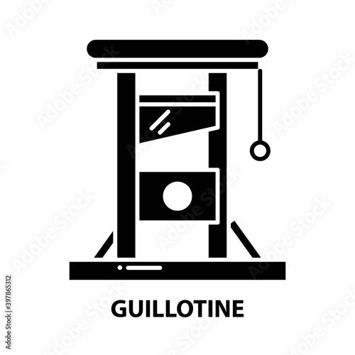 guillotine icon, black vector sign with editable strokes, concept illustration