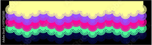 Vector illustration set of colored lace. Lace edging
