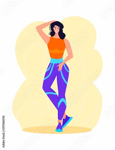 A young woman doing exercise. A girl working in sweat to get rid of belly fat. Get rid of obesity.