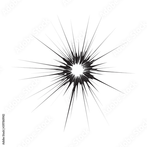Explode Flash, Cartoon Explosion, Star Burst Isolated on White Background.