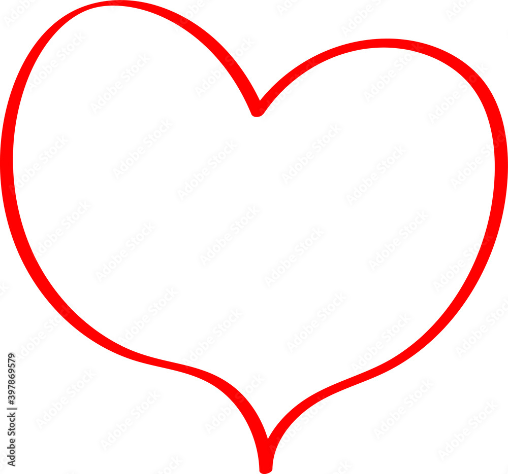 Red heart - outline drawing for an emblem or logo. Template for greeting card for Valentine's Day. Red heart - outline drawing for an emblem or logo. Template for greeting card for Valentine's Day.