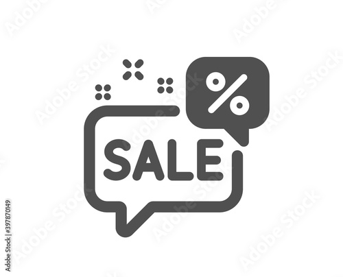 Discounts chat bubble icon. Sale offer sign. Promotion price symbol. Quality design element. Flat style discounts bubble icon. Editable stroke. Vector