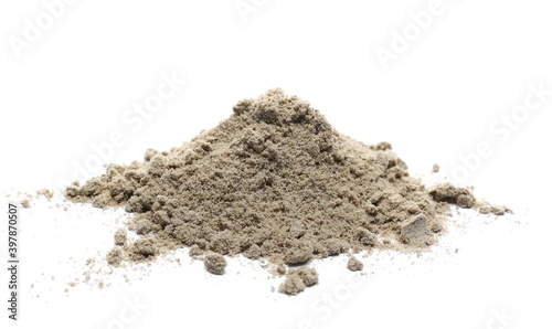 Sunflower flour pile isolated on white background