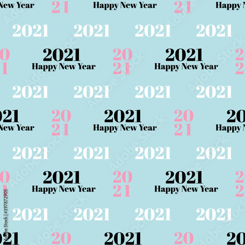 Happy New Year 2021, blue repeat pattern vector