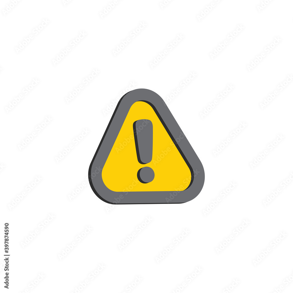 Alert vector icon 3d style. Rounded triangle with exclamation icon. Alert vector icon 3d style. Rounded triangle with exclamation icon.