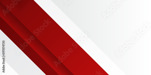 Modern abstract white and red background with 3D Overlap layers effect