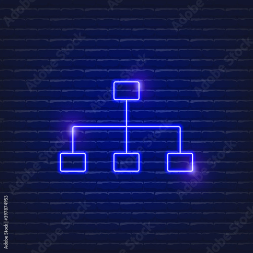 Classification graph neon sign. Vector illustration Seo concept.