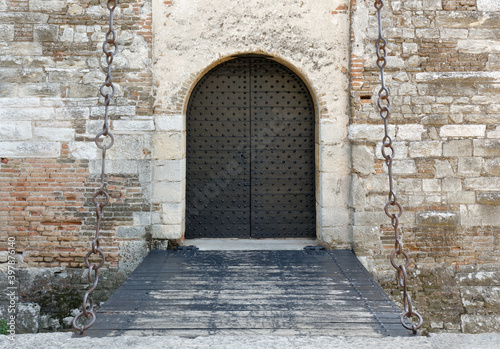 Main Entrance of Medieval Castle of Soave, Italy