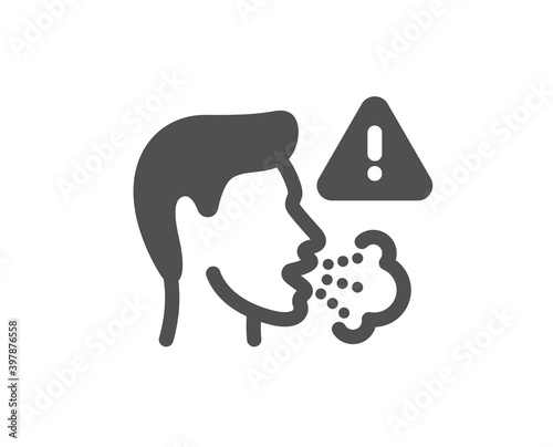 Cough icon. Coronavirus symptom sign. Flu, sneeze or pneumonie symbol. Quality design element. Flat style cough icon. Editable stroke. Vector