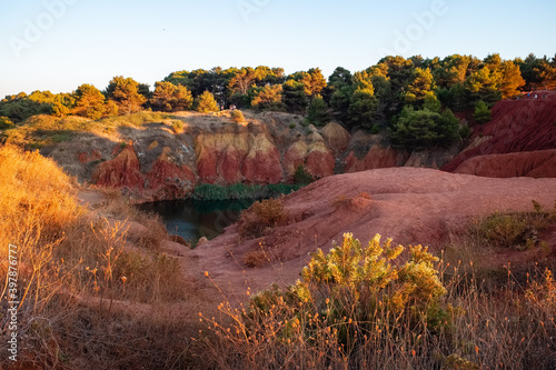 Quadro su tela Beautiful view of the lake of former open-pit bauxite mine near Otranto - Apulia