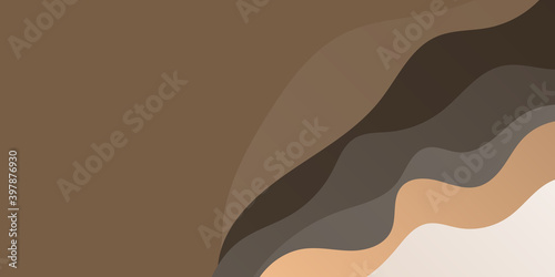 Abstract soft brown color background with wave lines. Brown tone color background abstract art vector illustration