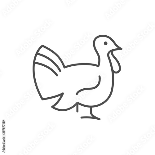 Turkey line outline icon or poultry concept