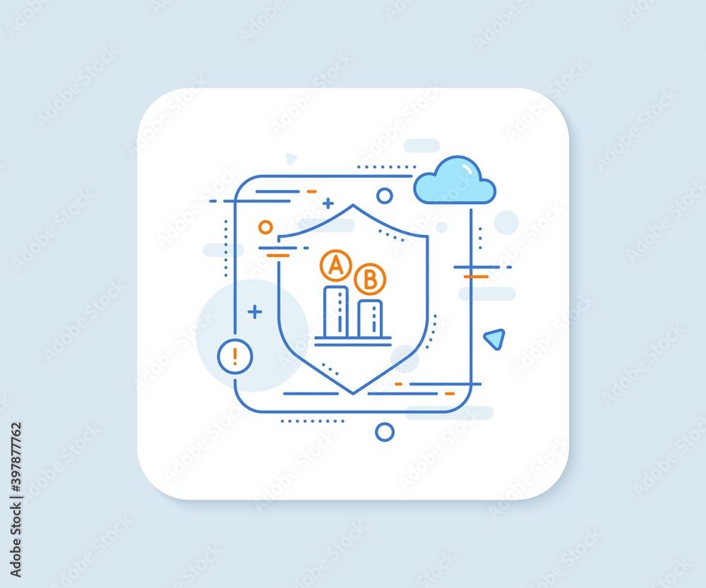 Ab testing line icon. Abstract vector button. Ui test chart sign. Ab testing line icon. Protect shield concept. Vector