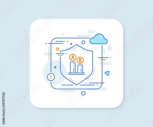 Ab testing line icon. Abstract vector button. Ui test chart sign. Ab testing line icon. Protect shield concept. Vector