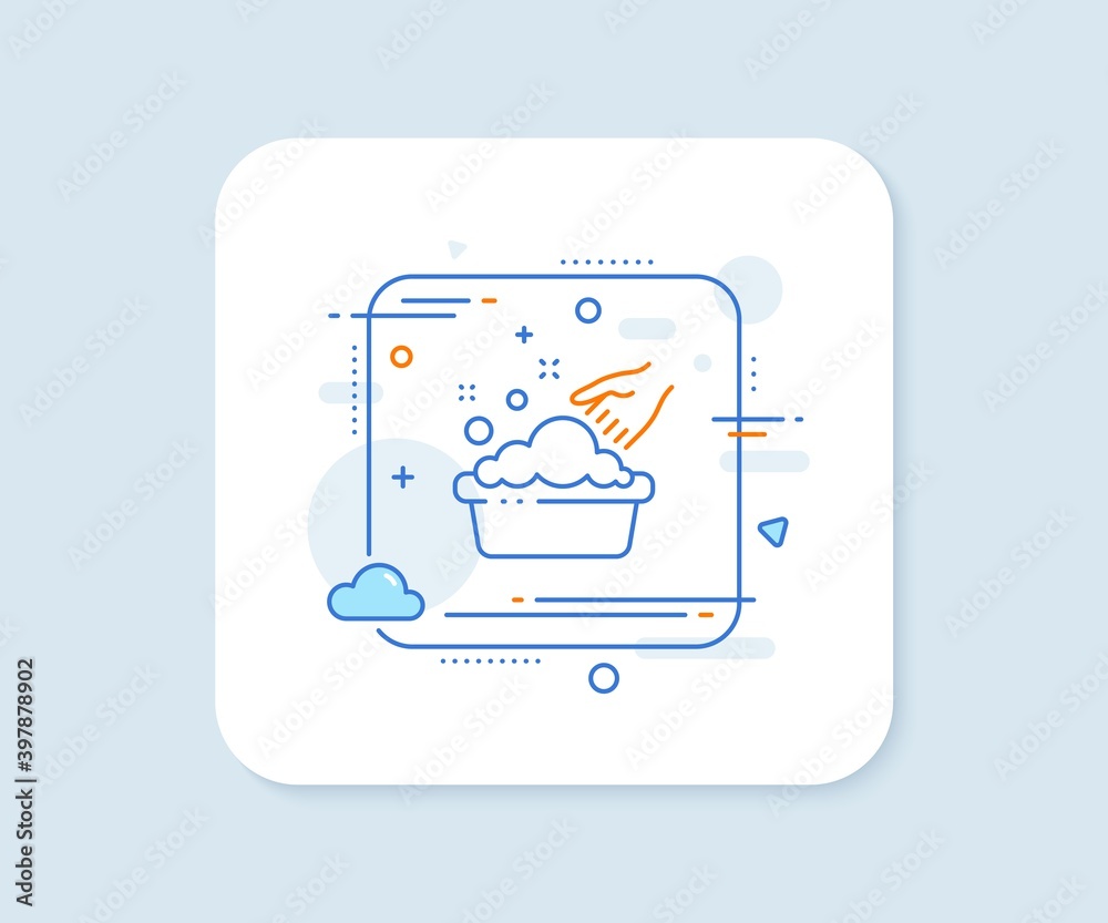 Hand washing line icon. Abstract square vector button. Laundry service sign. Clothing cleaner symbol. Hand washing line icon. Quality concept badge. Vector Hand washing line icon. Abstract square vector button. Laundry service sign. Clothing cleaner symbol. Hand washing line icon. Quality concept badge. Vector