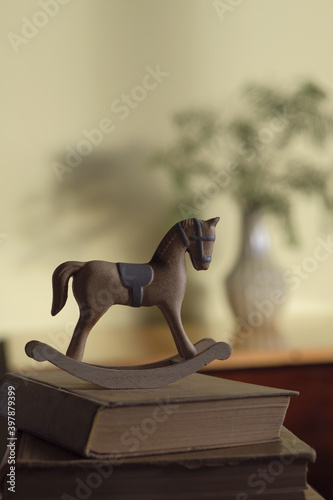 Rocking horse in focus on a blurry background