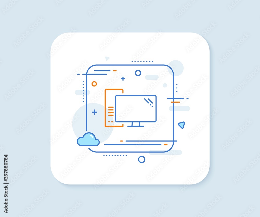 Computer line icon. Abstract square vector button. PC component sign. Monitor with case symbol. Computer line icon. Quality concept badge. Vector Computer line icon. Abstract square vector button. PC component sign. Monitor with case symbol. Computer line icon. Quality concept badge. Vector