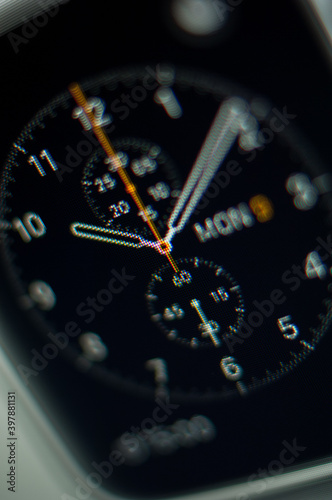 Digital watch details on LED display