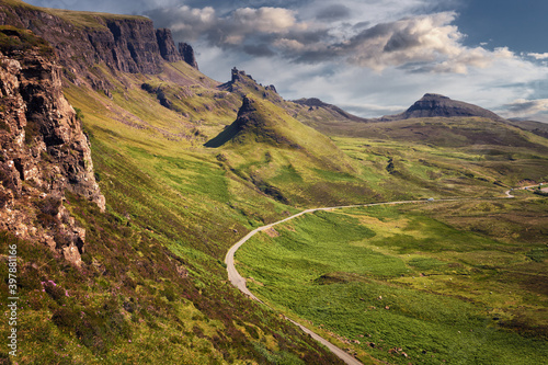 Spectacular scenery of the Quiraing valley, Isle of Skye, Scotland
