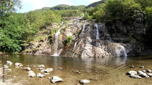 The magic of the Sponde waterfall, Someo. Alps, Maggia valley, Switzerland. Time lapse 4K photo