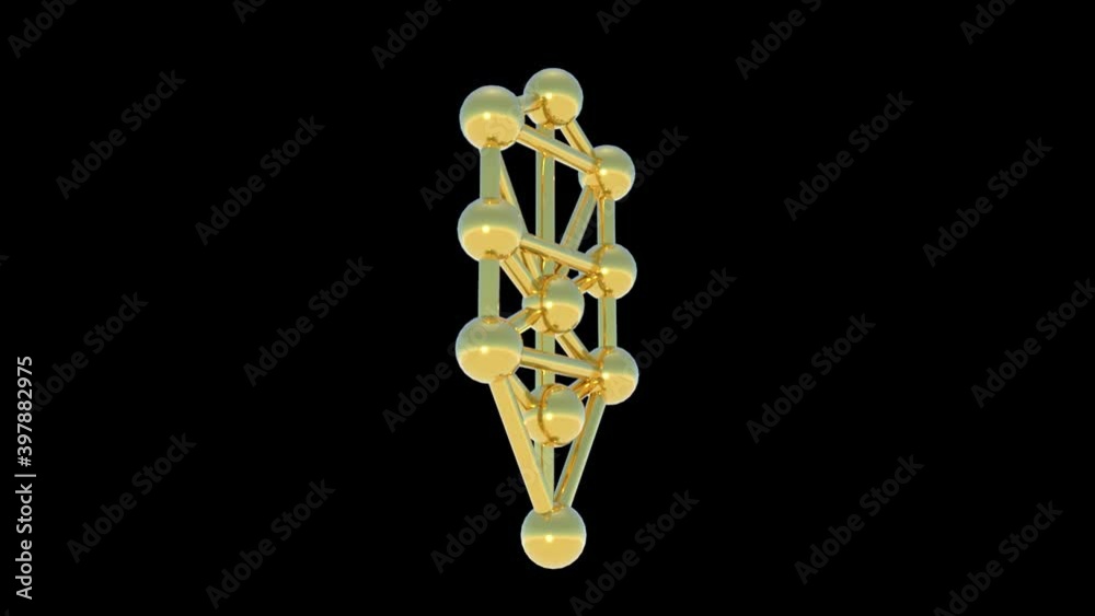 árbol de las  Sefirot de la Cábala, modelo 3d en dorado