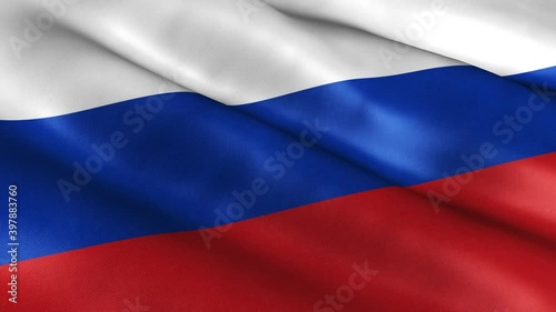 3D Realistic Russia Flag Waving in the Wind Continuously. Seamless Loop and High Quality Country Banner Animation. 4K Ultra HD Resolution. Textile Fabric Surface.