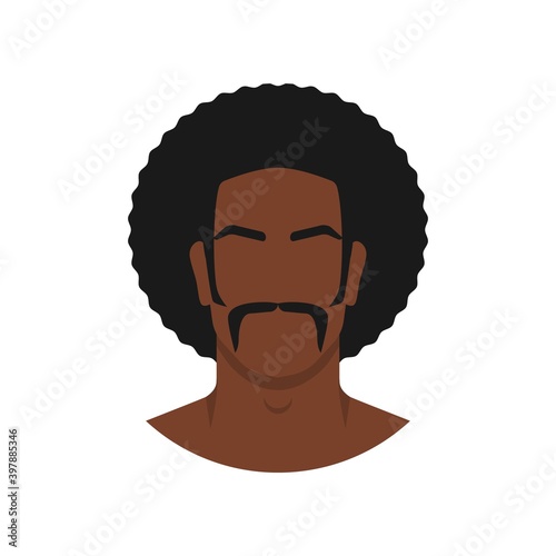 Face of black man with retro afro hairstyle
