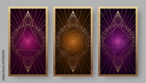 Tarot cards back set with geometric symbols