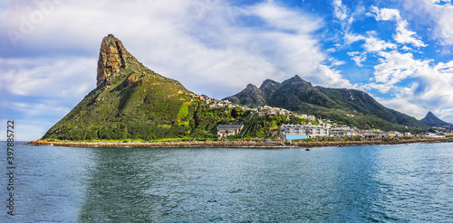 Obraz na płótnie Sentinel Mountain in Hout Bay (Houtbaai, meaning as Wood Bay) in suburb of Cape Town in South Africa