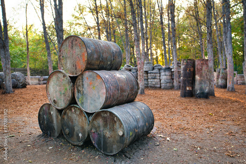 Lots of old round barrels in the paintball base