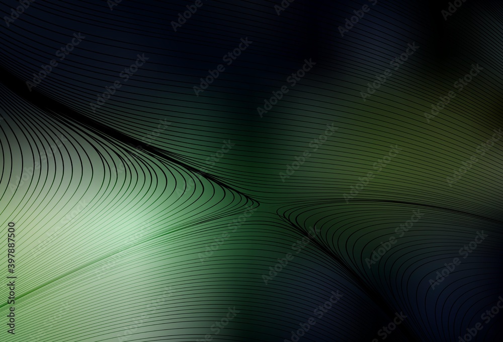 Dark Green vector background with curved lines. Dark Green vector background with curved lines.