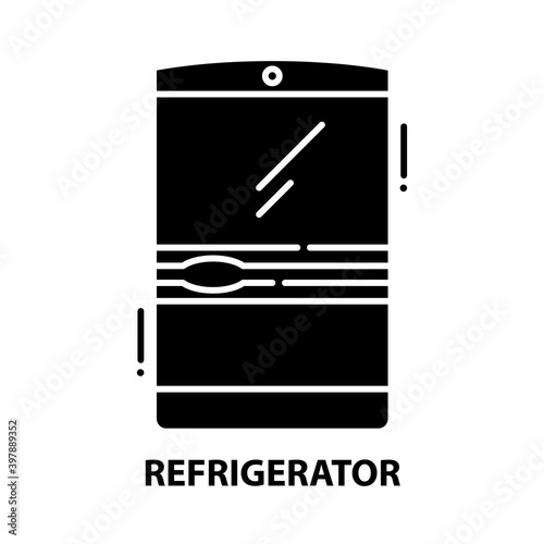 refrigerator icon, black vector sign with editable strokes, concept illustration