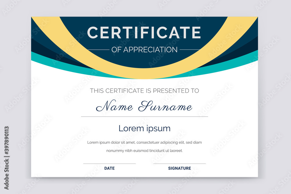 Modern and professional academic certificate of appreciation award template design Modern and professional academic certificate of appreciation award template design