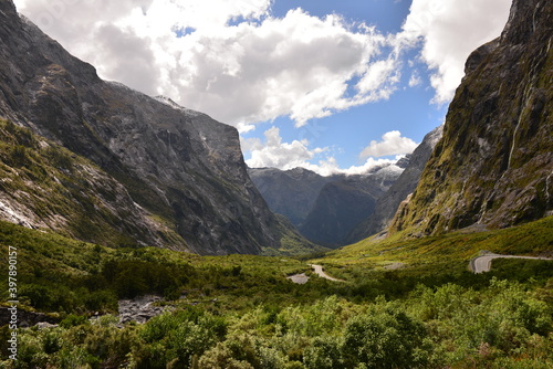 Valley view on the road from Te Anau to Milford Sound