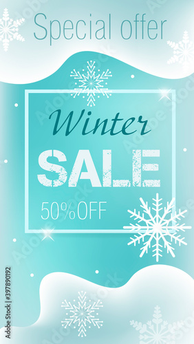 Winter sale Special offer flyer, banner,story, poster Vector illustrations