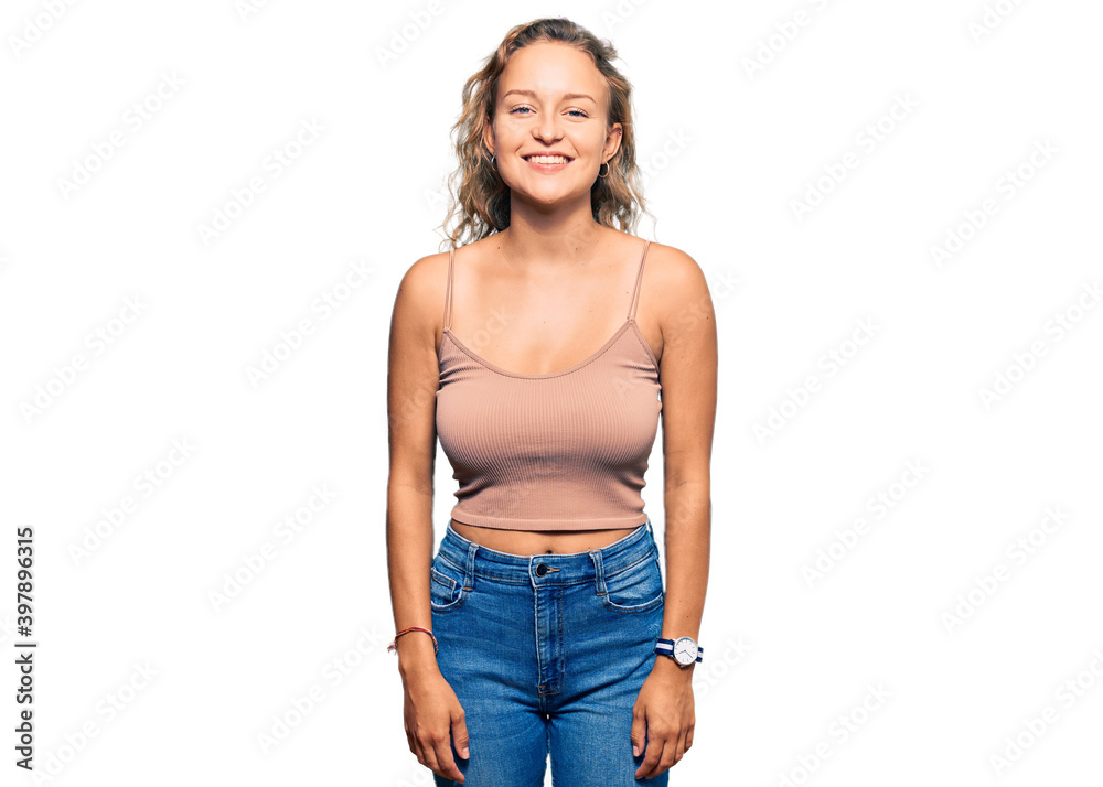 Beautiful caucasian woman wearing casual clothes with a happy and cool smile on face. lucky person. Beautiful caucasian woman wearing casual clothes with a happy and cool smile on face. lucky person.