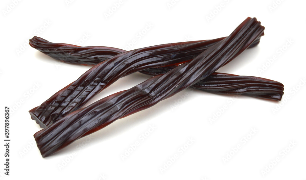 Black licorice candies isolated on white background Black licorice candies isolated on white background