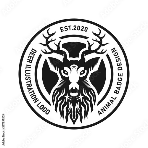 Rustic deer badge — classic forest logo