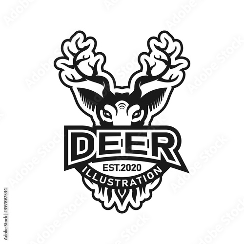 Deer animal logo design, vector graphics of forest wild animal