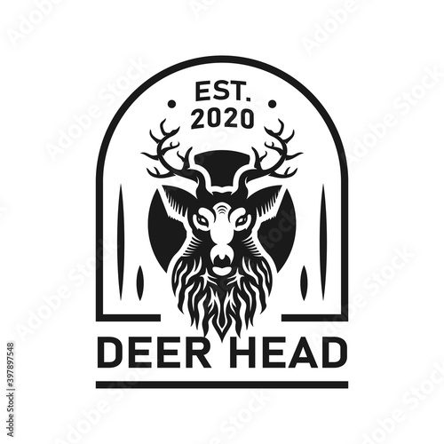 Deer animal logo design, vector graphics of forest wild animal
