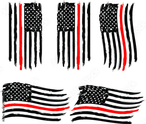 Firefighter Flag, EPS 10, Fire, Department, USA, Flag,	