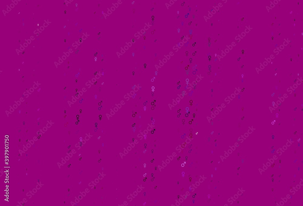 Light purple vector texture with male, female icons.