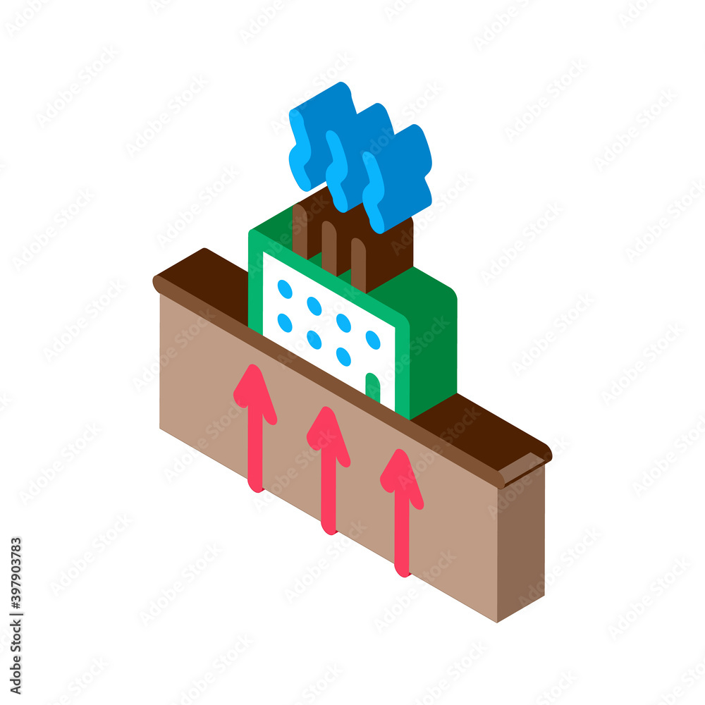 geothermal heating factory icon vector. isometric geothermal heating factory sign. color isolated symbol illustration