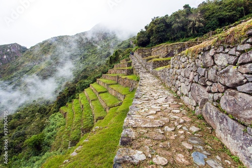 Machu Picchu, panoramic view of peruvian incan town
