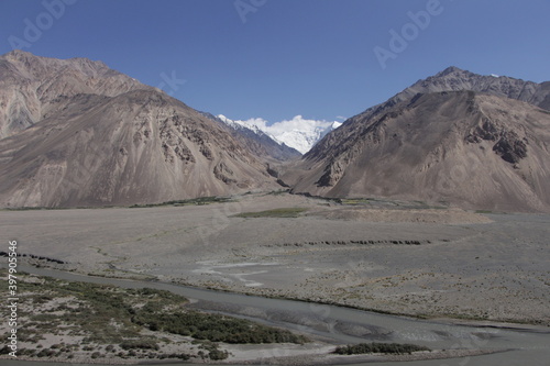 Pamir Highway valley in Tajikistan