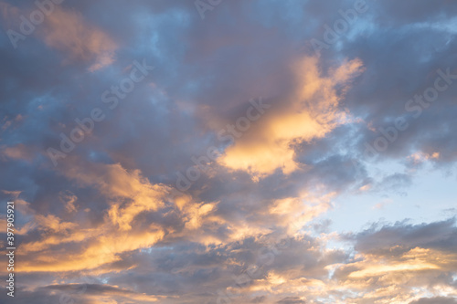 Wallpaper Mural Orange afternoon sun lit on dark blue sunset sky, nature background Torontodigital.ca