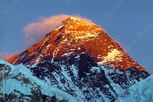 Mount Everest evening view Nepal Himalays mountains photo