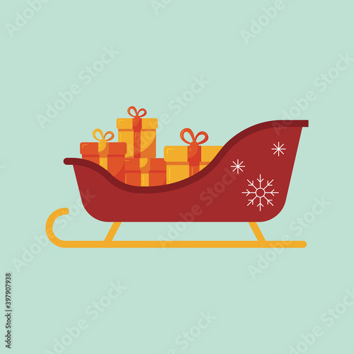 Christmas sleigh with gifts illustration
