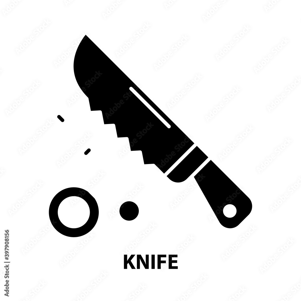 knife symbol icon, black vector sign with editable strokes, concept illustration knife symbol icon, black vector sign with editable strokes, concept illustration