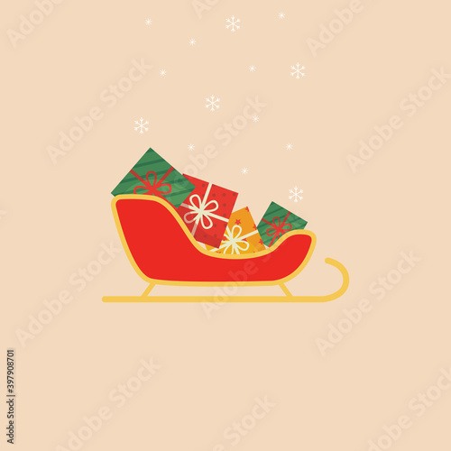 Christmas sleigh with gifts illustration
